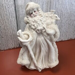 K's Collection Snow Babies Vintage Father Christmas Holding Cane White Decor
